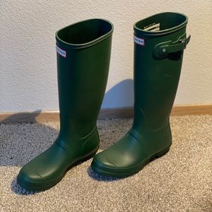 Forest green tall Hunter boots